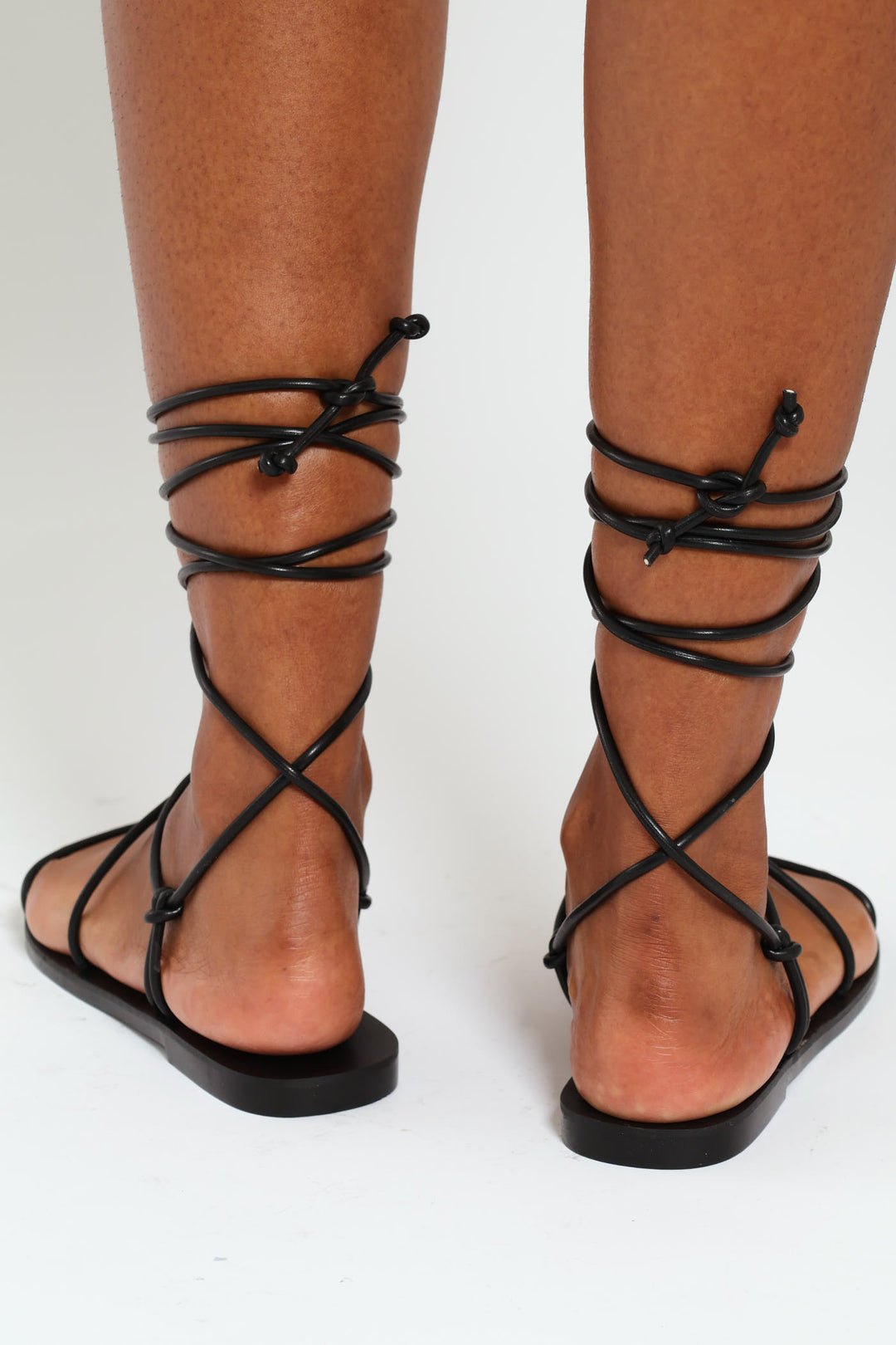 Milana Barely There Lace-Up Sandal - Black