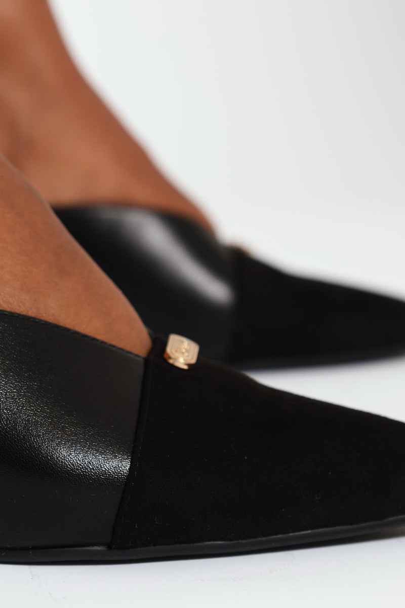 Pointed Slingback Kitten Heel - Black
