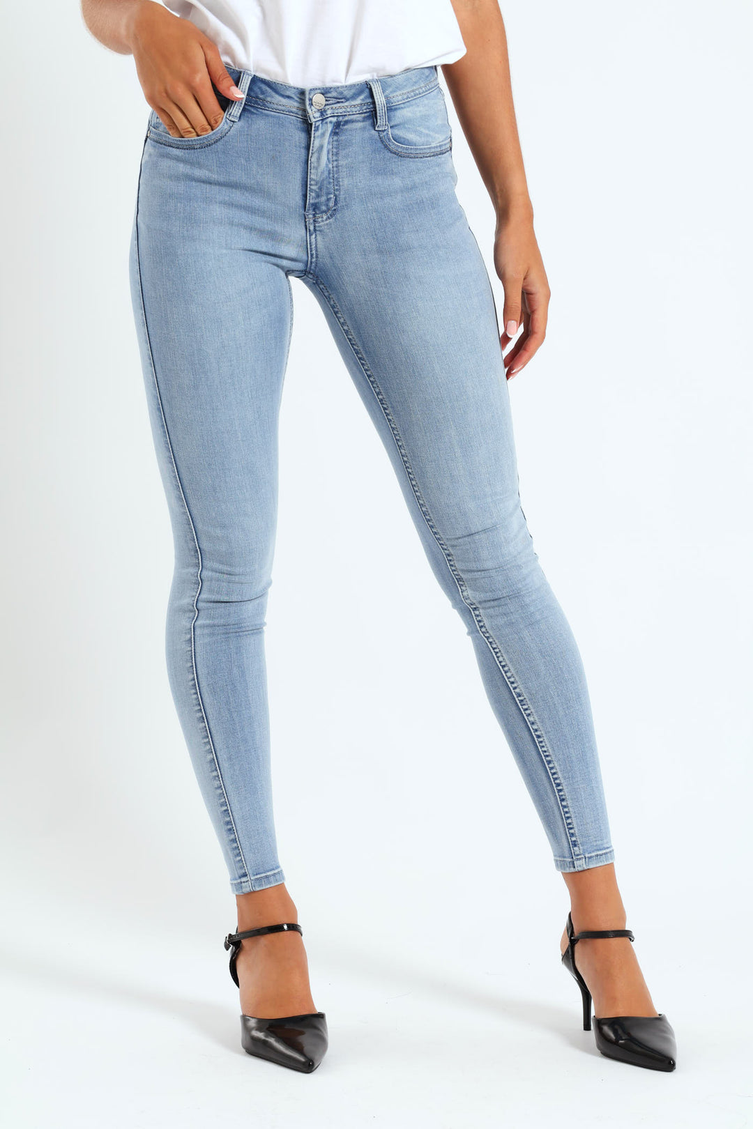 Axel Skinny Jean With Bling Profile - Mid Blue