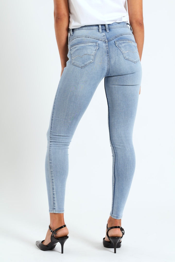 Axel Skinny Jean With Bling Profile - Mid Blue