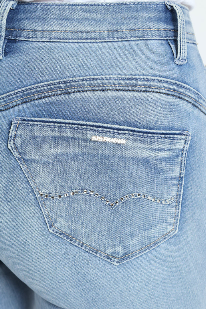 Axel Skinny Jean With Bling Profile - Mid Blue