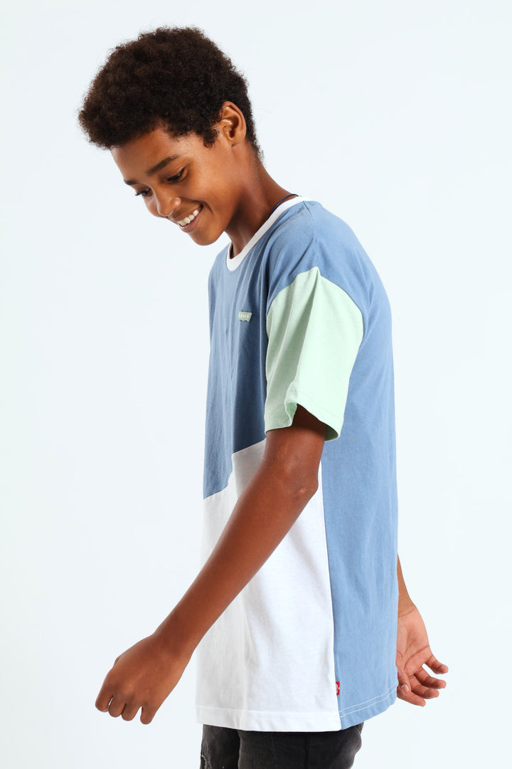 Boys Cut & Sew Tee - Navy/Sage