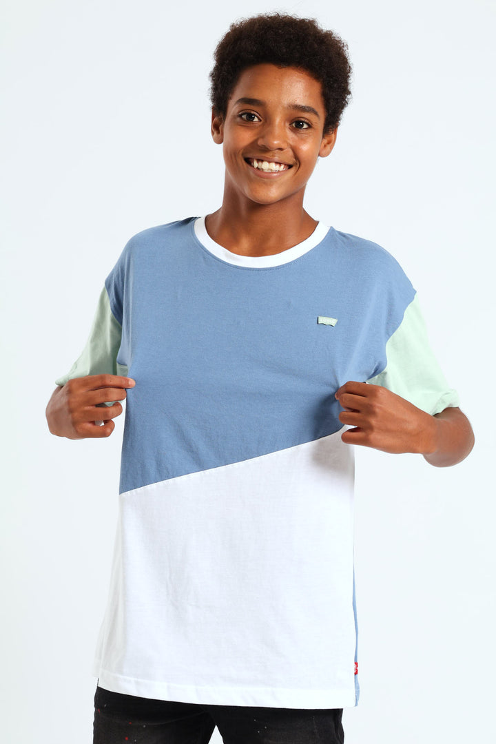 Boys Cut & Sew Tee - Navy/Sage