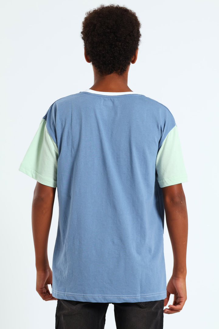 Boys Cut & Sew Tee - Navy/Sage