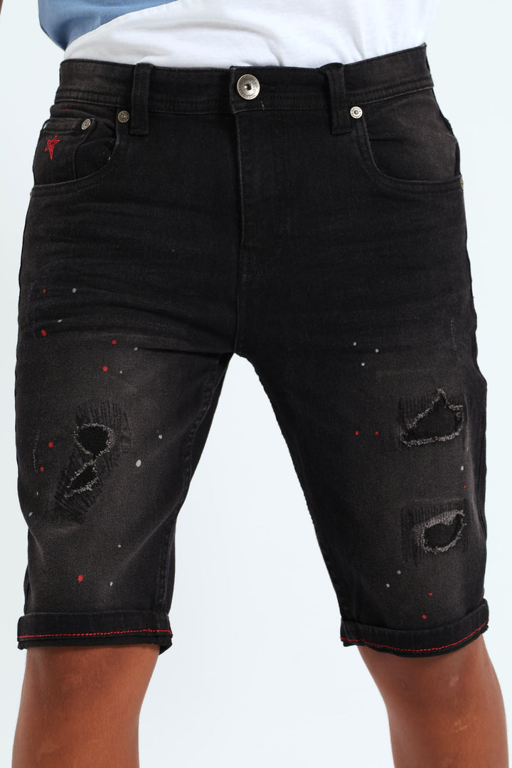 Boys Captain Denim Short - Black