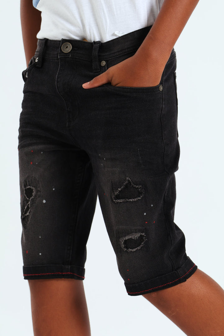 Boys Captain Denim Short - Black