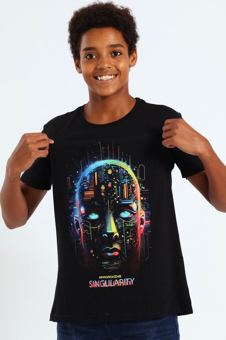Boys AI Print Tee - Black