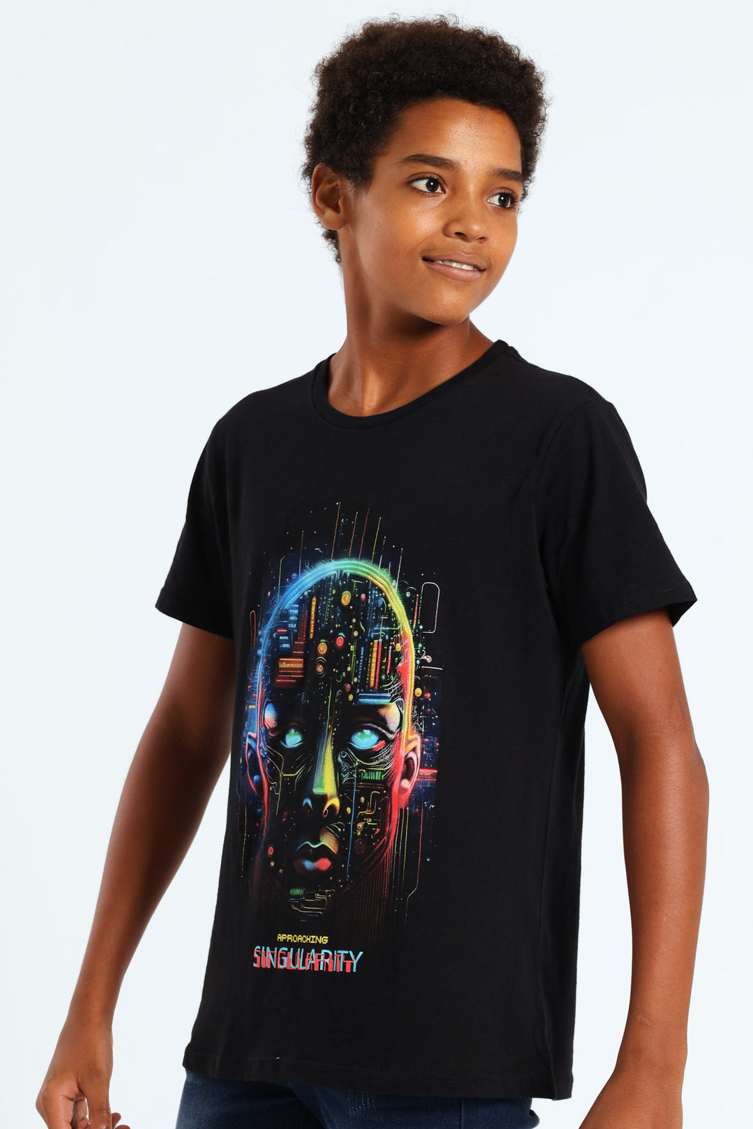Boys AI Print Tee - Black