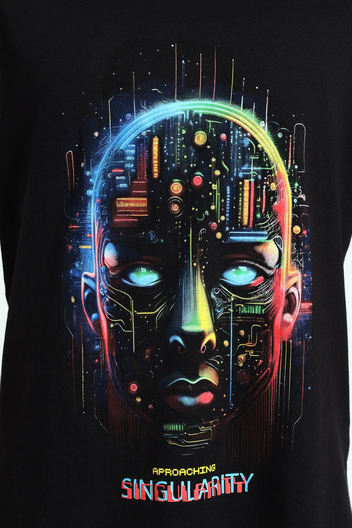 Boys AI Print Tee - Black