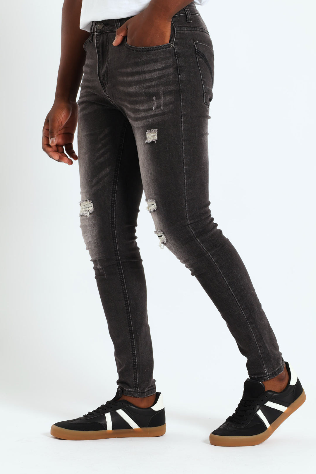 Rip & Repair Knee Skinny Denim - Black