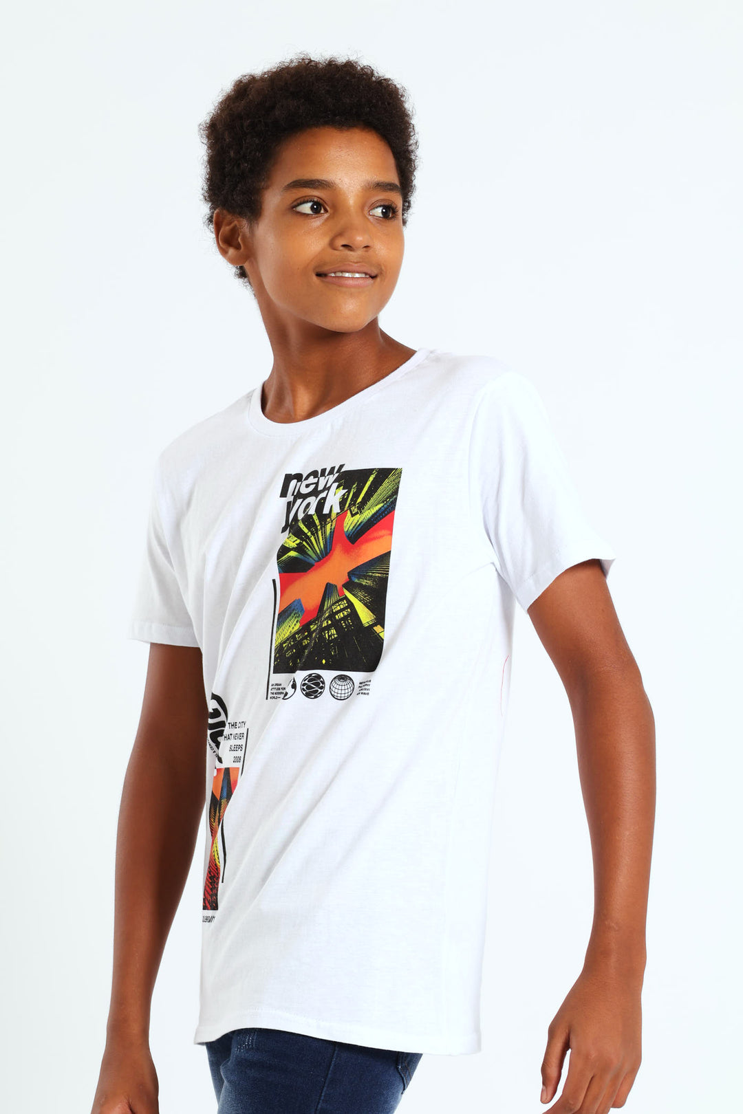 Boys New York Abstract Print Tee - White
