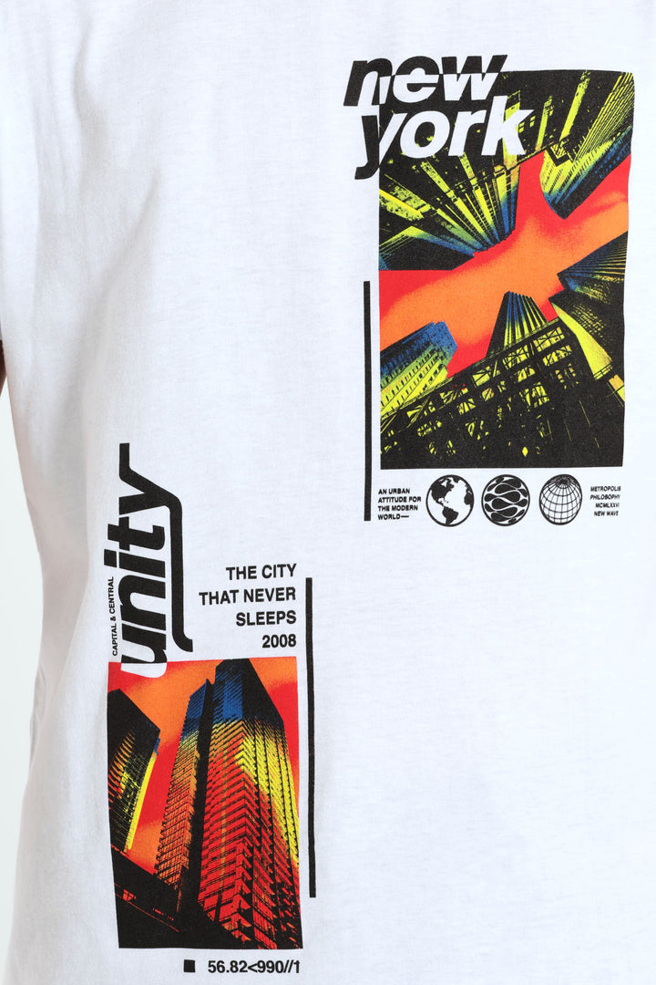 Boys New York Abstract Print Tee - White