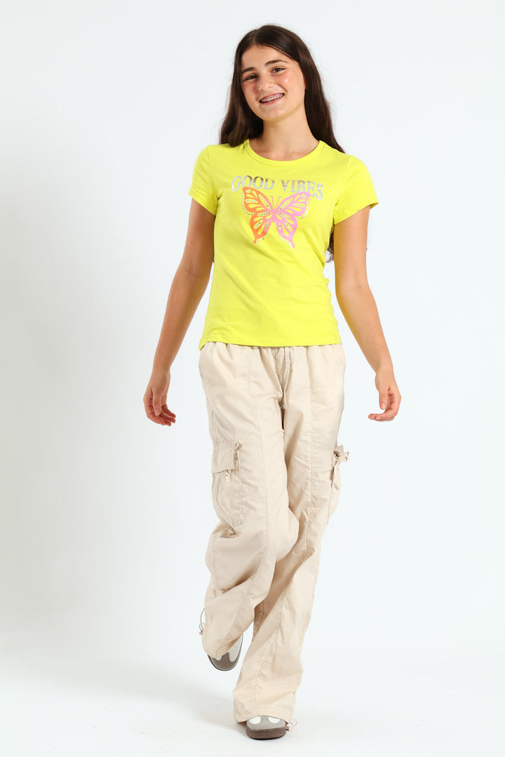 Girls Parachute Pants - Stone