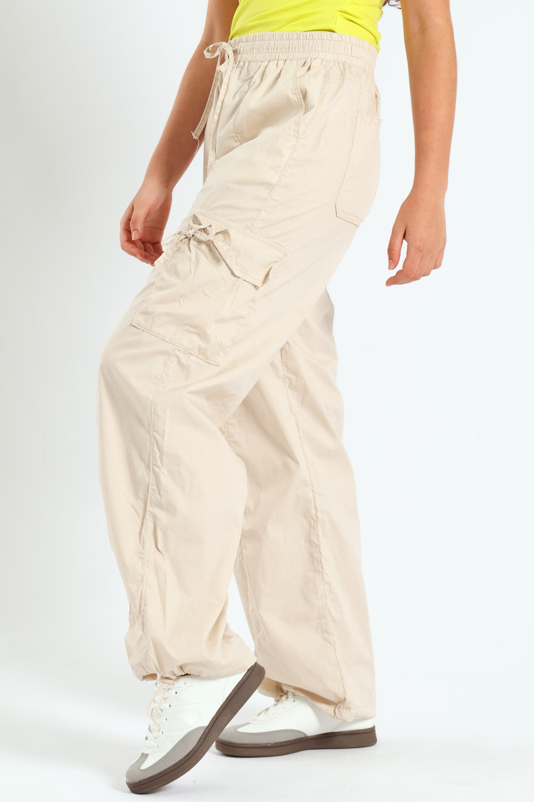 Girls Parachute Pants - Stone