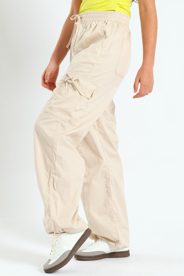 Girls Parachute Pants - Stone