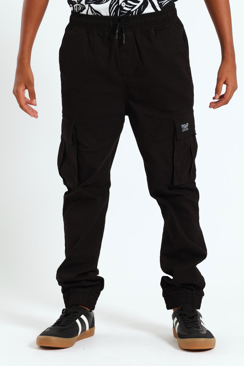 Boys Cargo Jogger Pants - Black
