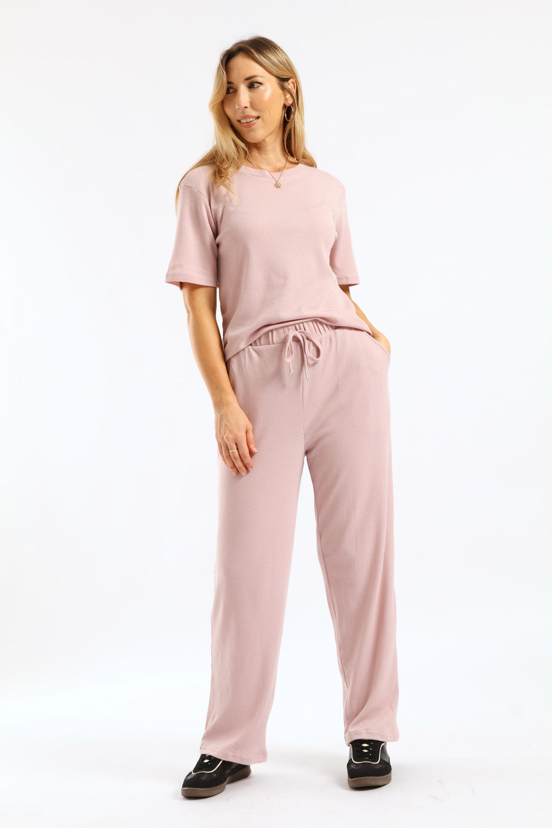 Waffle Boxy Tee - Mauve