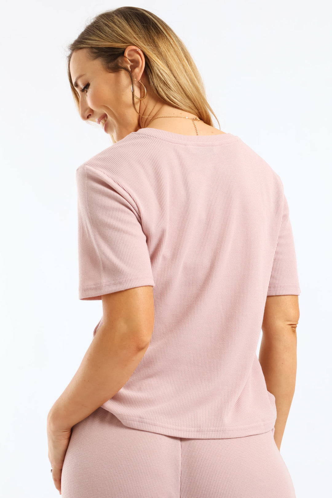 Waffle Boxy Tee - Mauve