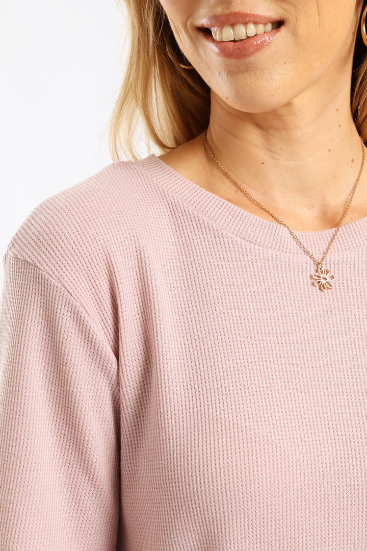 Waffle Boxy Tee - Mauve
