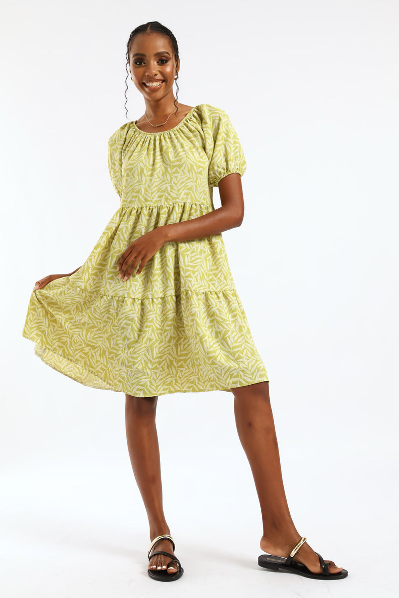 Tiered Gypsy Mini Dress - Fatigue/Stone