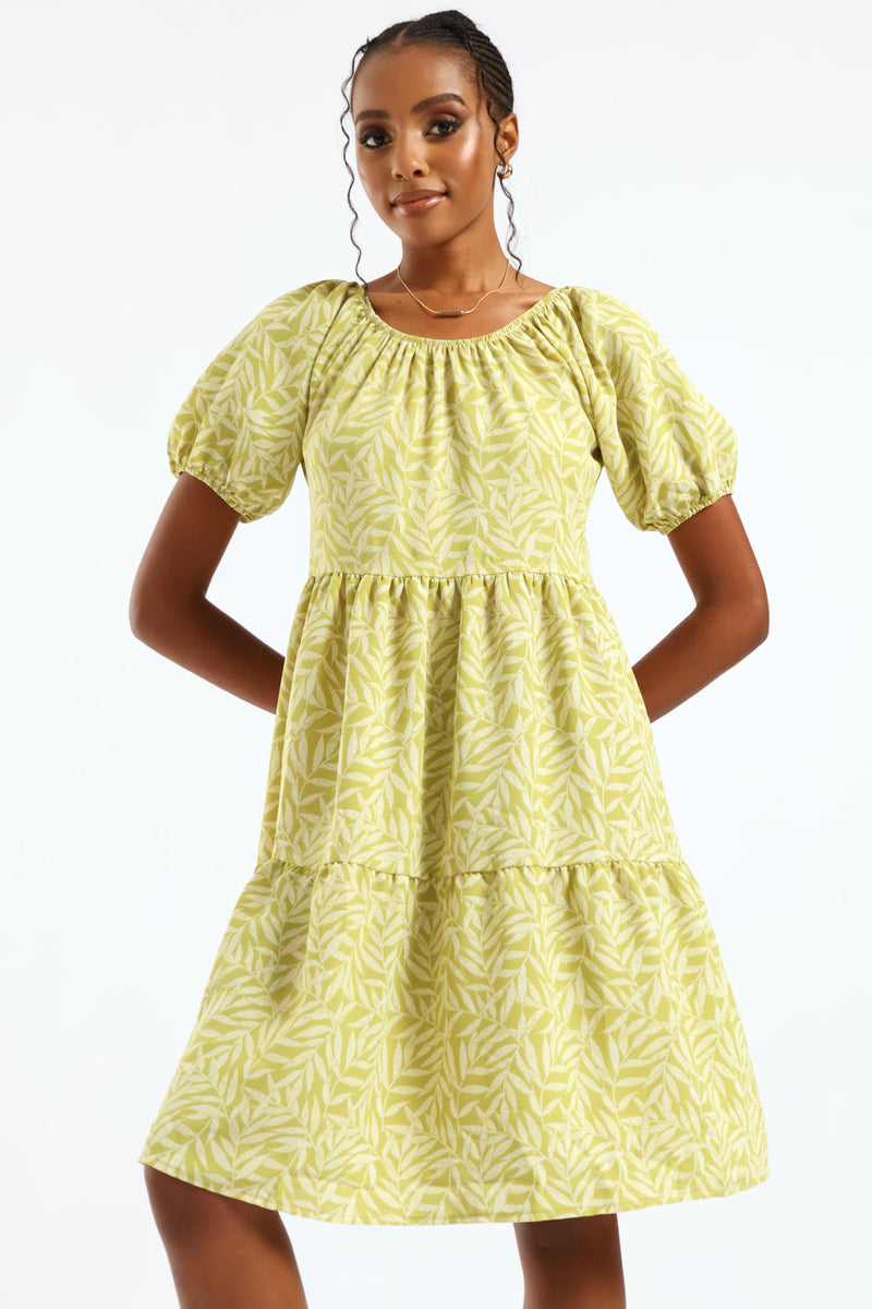 Tiered Gypsy Mini Dress - Fatigue/Stone