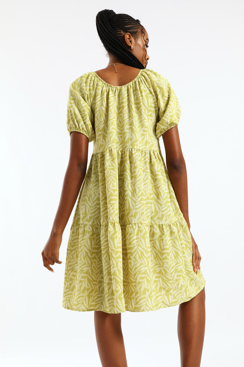 Tiered Gypsy Mini Dress - Fatigue/Stone