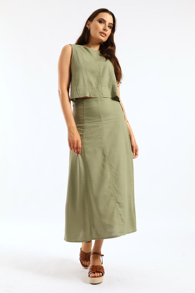 Pannelled Flare Midaxi Skirt - Light Fatigue
