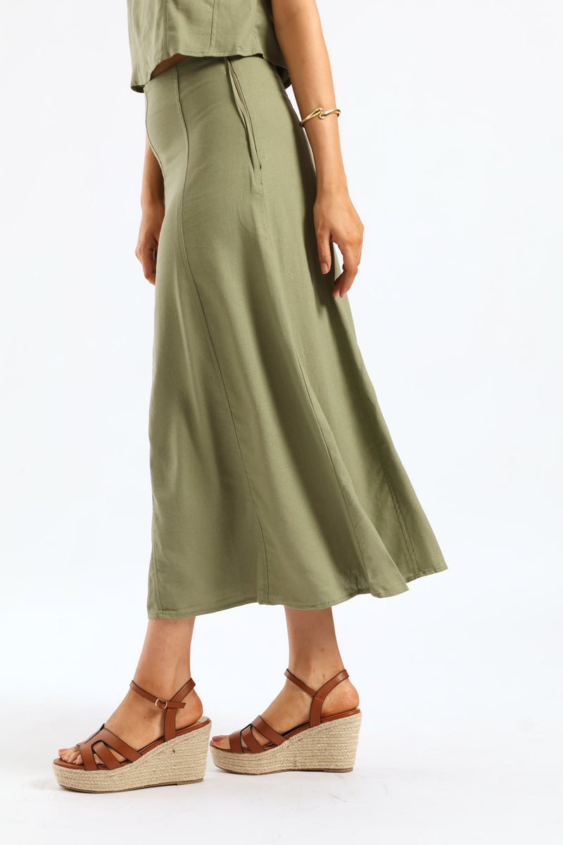 Pannelled Flare Midaxi Skirt - Light Fatigue