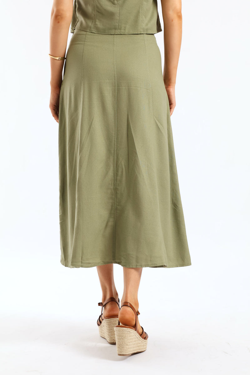 Pannelled Flare Midaxi Skirt - Light Fatigue
