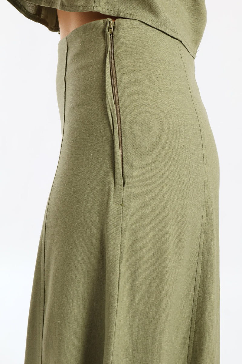 Pannelled Flare Midaxi Skirt - Light Fatigue