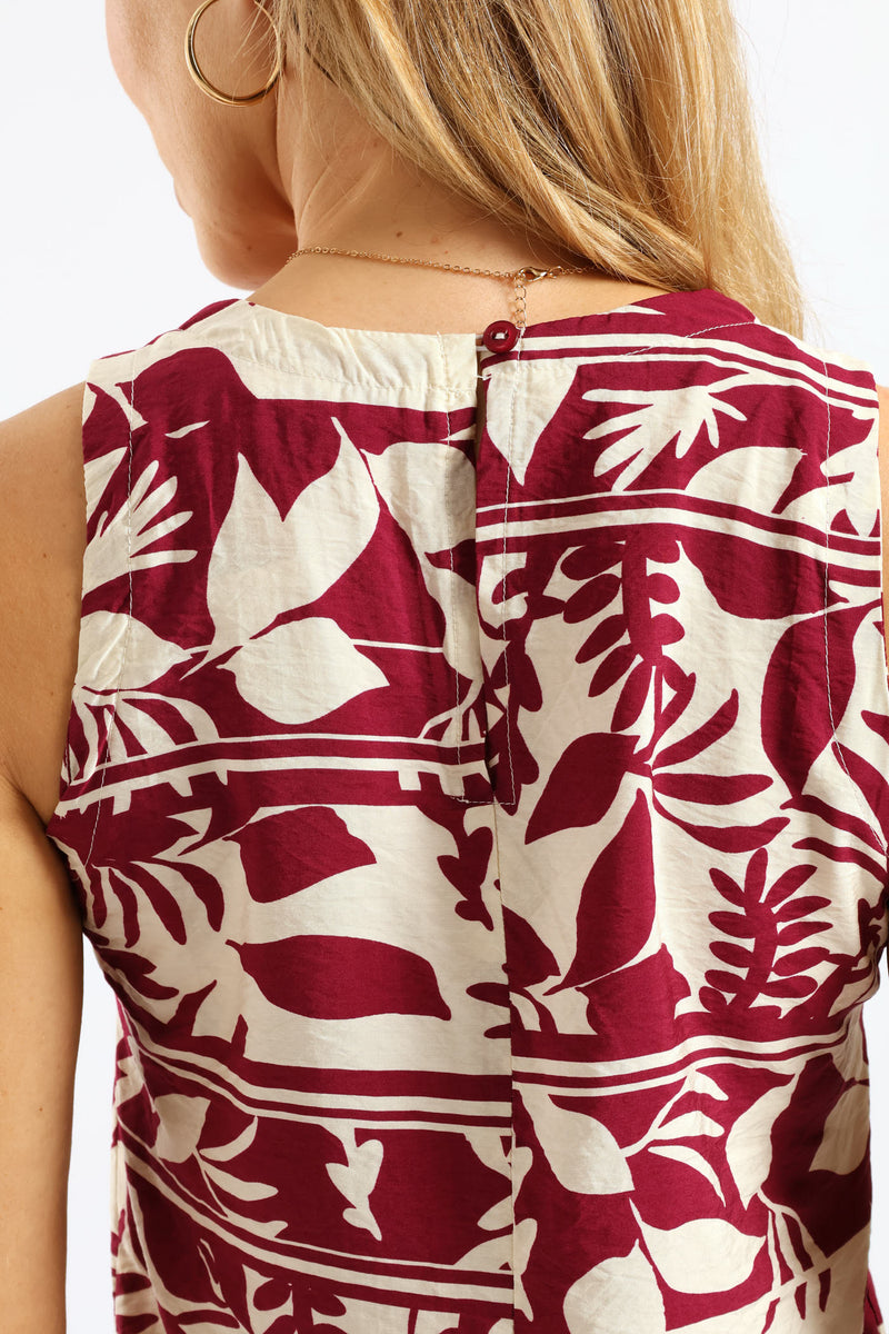 Two Tone Shell Tank - White/Magenta