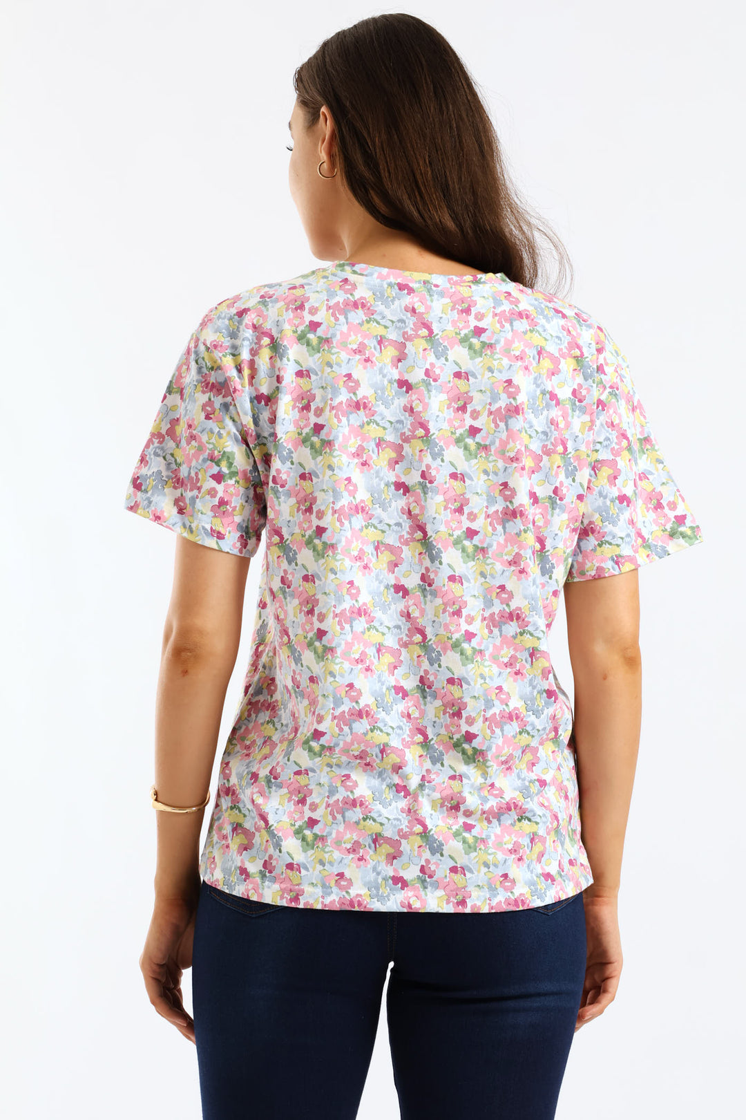 Watercolor Floral Print Tee - Multi