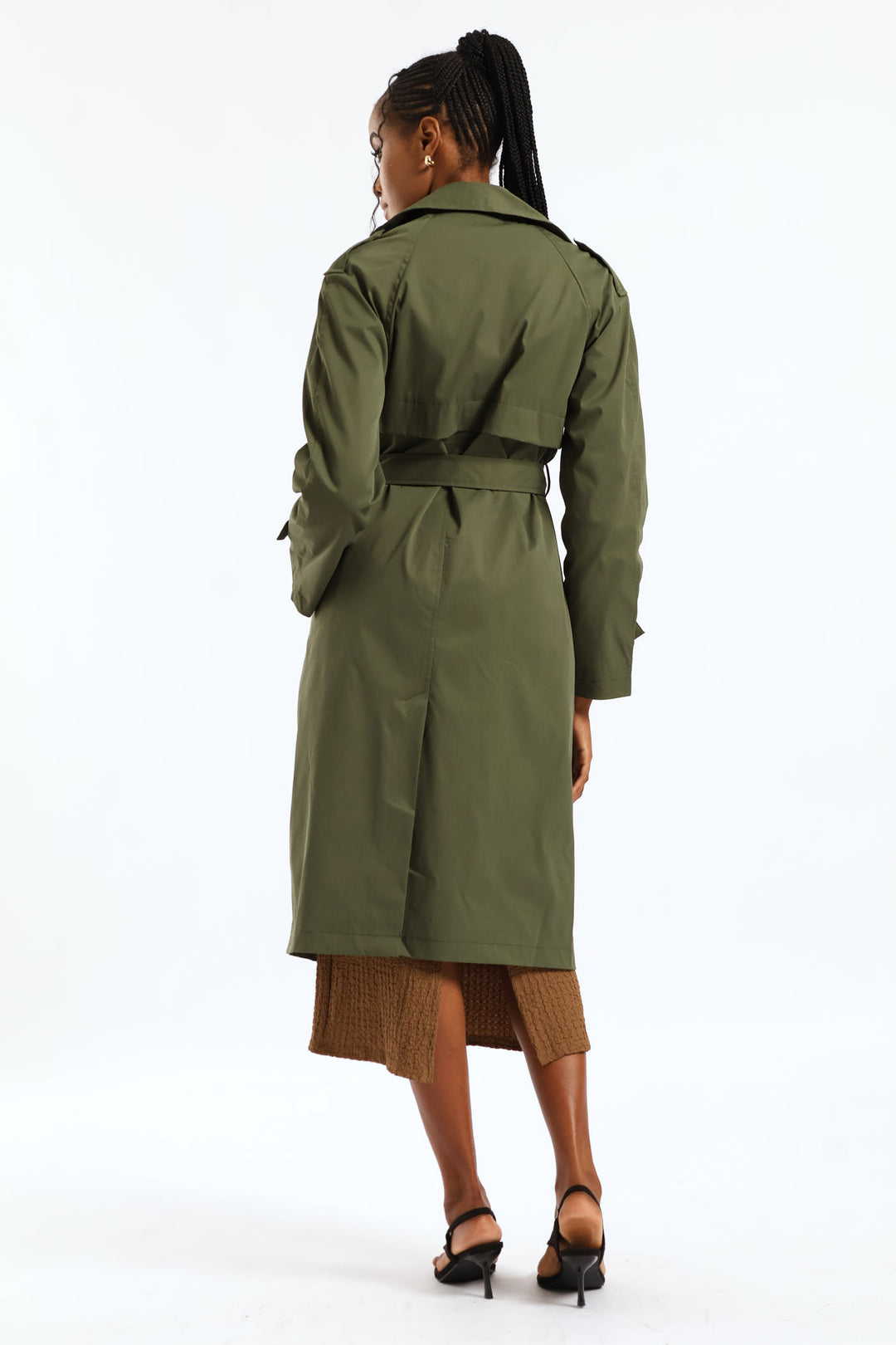 Epaulette & Button Detail Classic Trench Coat - Dark Fatigue