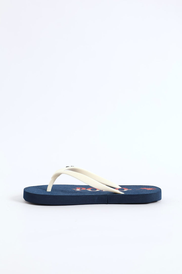 Boys Flip Flop - Navy/White