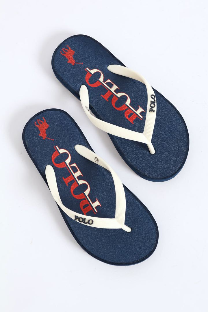Boys Flip Flop - Navy/White