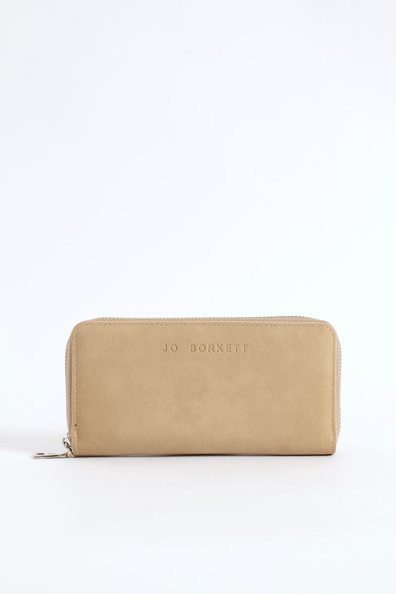 Frankie Suede Wallet - Beige