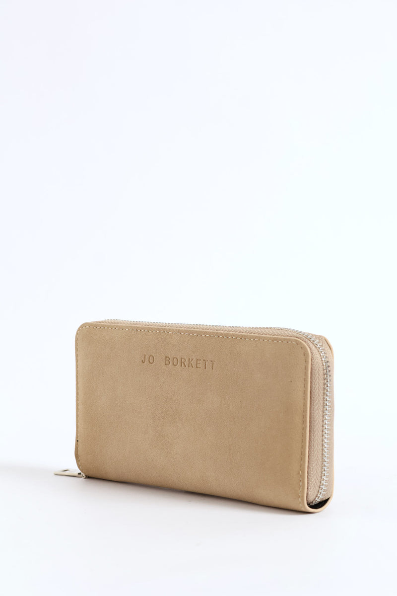 Frankie Suede Wallet - Beige