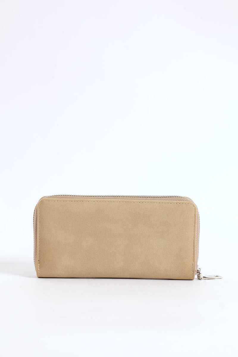 Frankie Suede Wallet - Beige