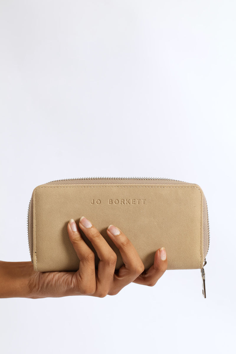 Frankie Suede Wallet - Beige