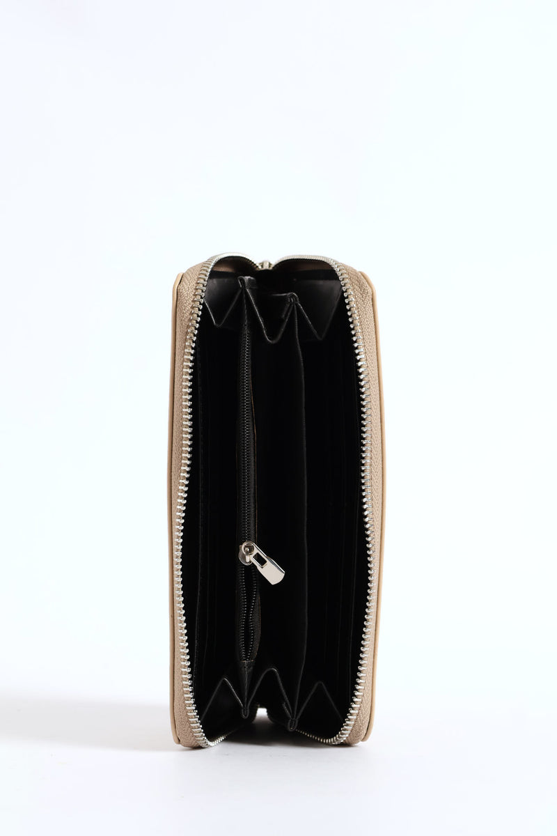 Frankie Suede Wallet - Beige