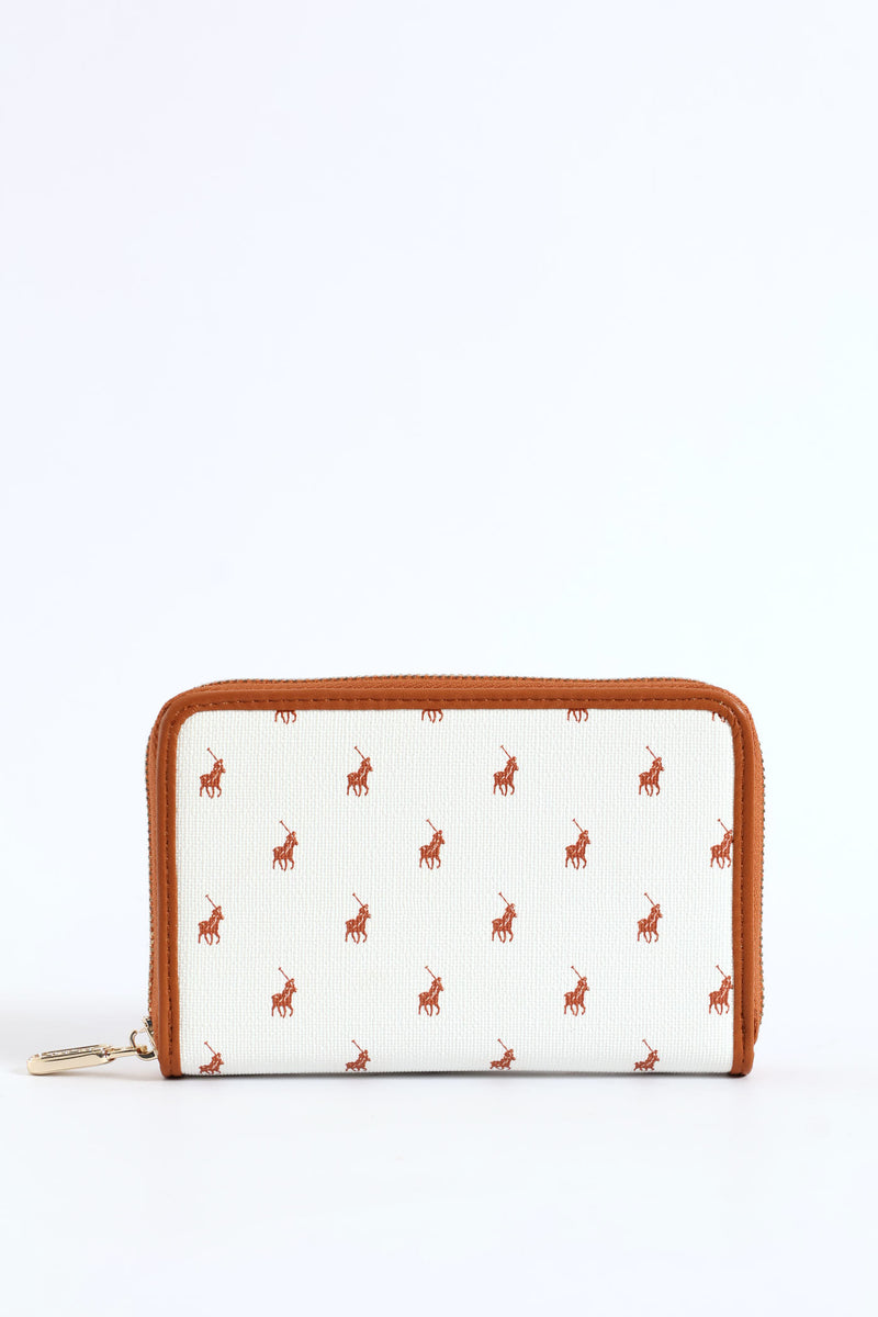 Iconic Medium Zip Around Purse - White