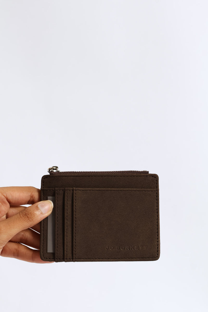 The Jessica-Suede Card Holder - Chocolate