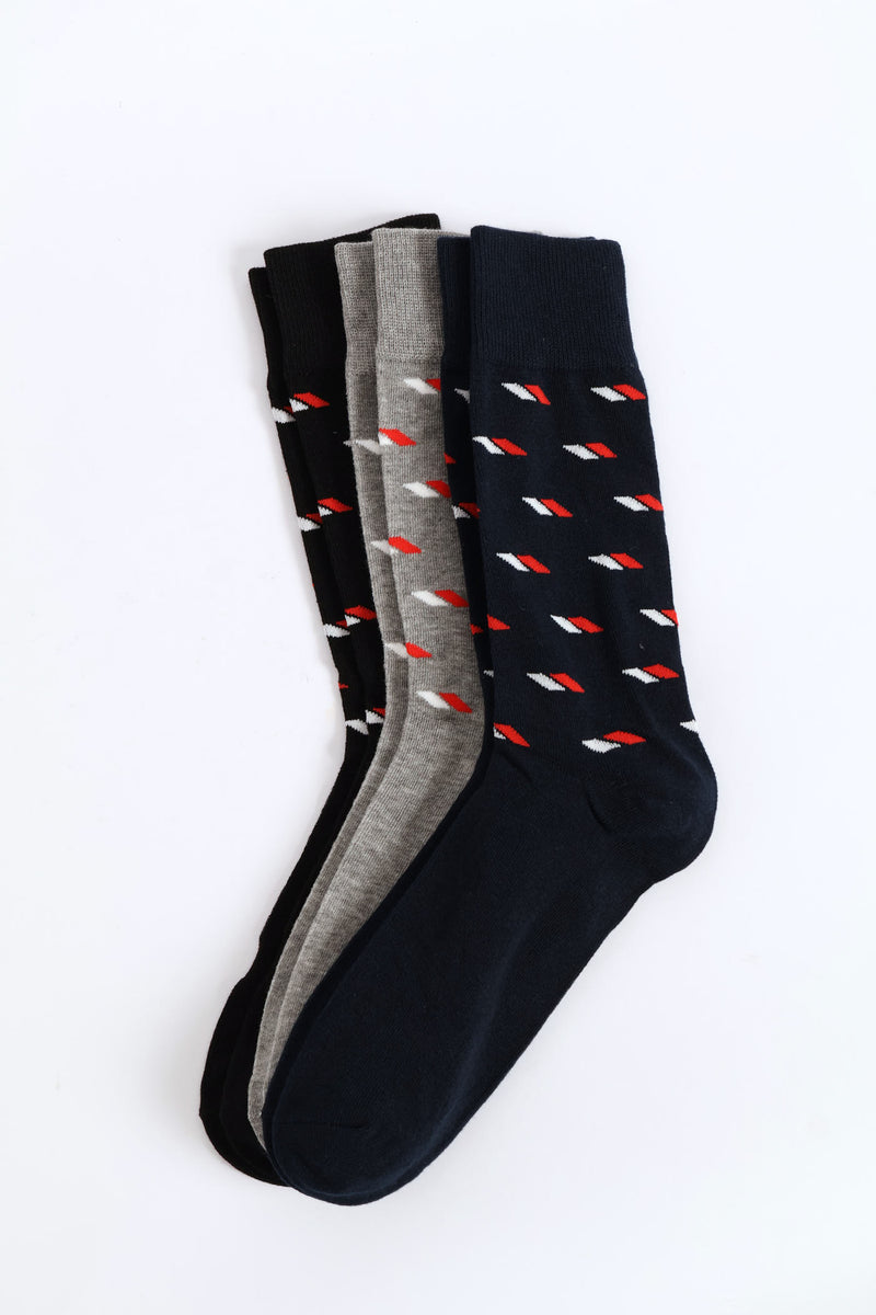 3 Pack Anklet Socks - Navy/Grey/Black