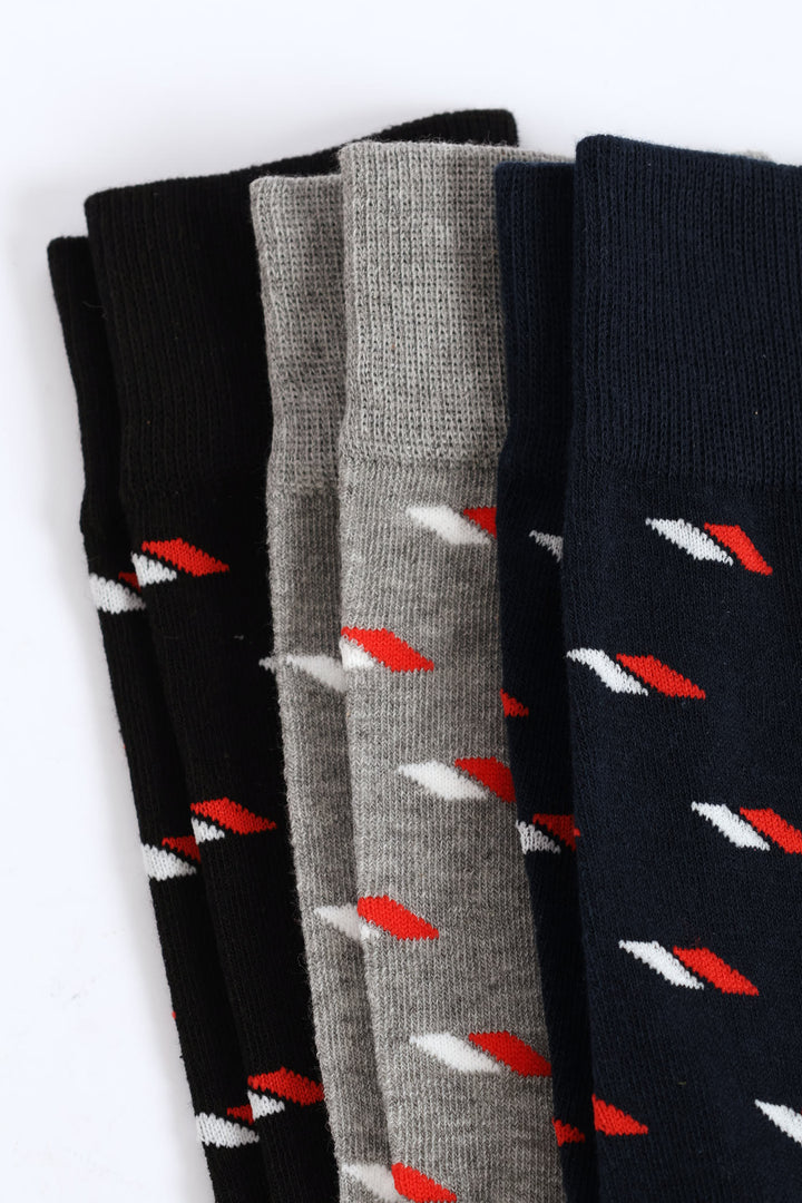 3 Pack Anklet Socks - Navy/Grey/Black