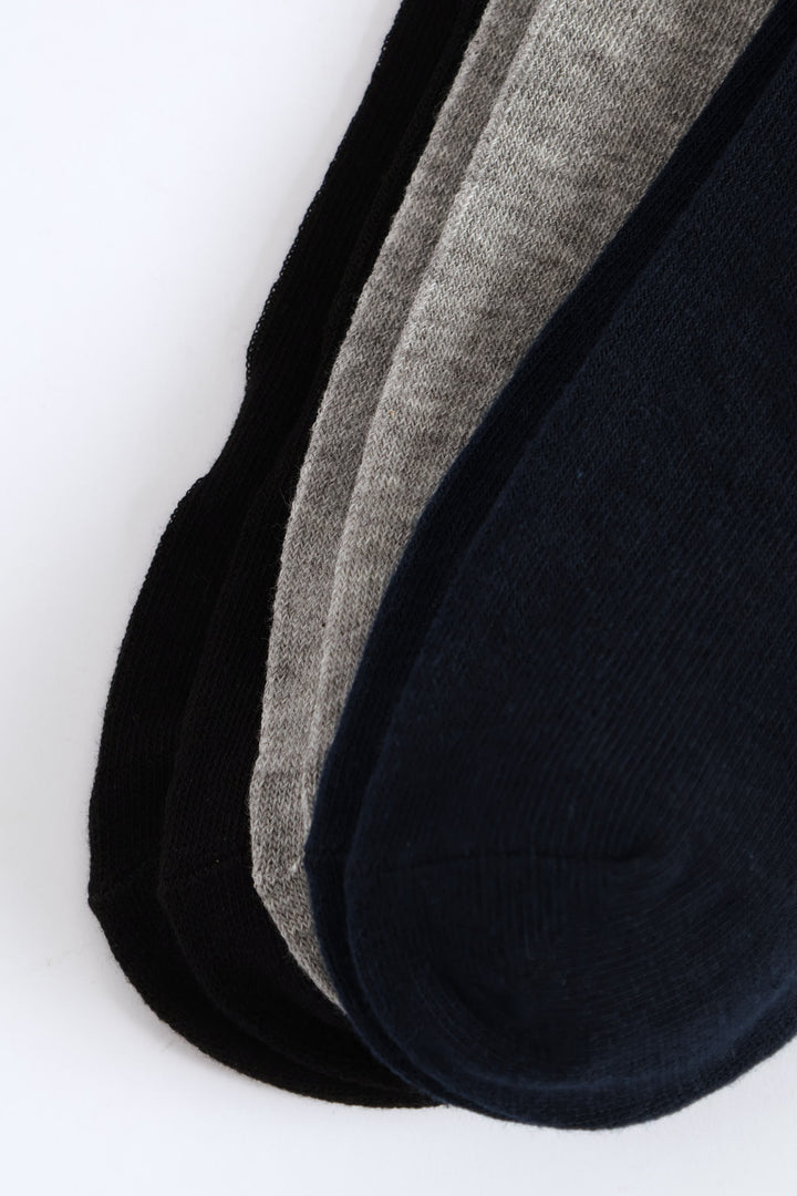 3 Pack Anklet Socks - Navy/Grey/Black