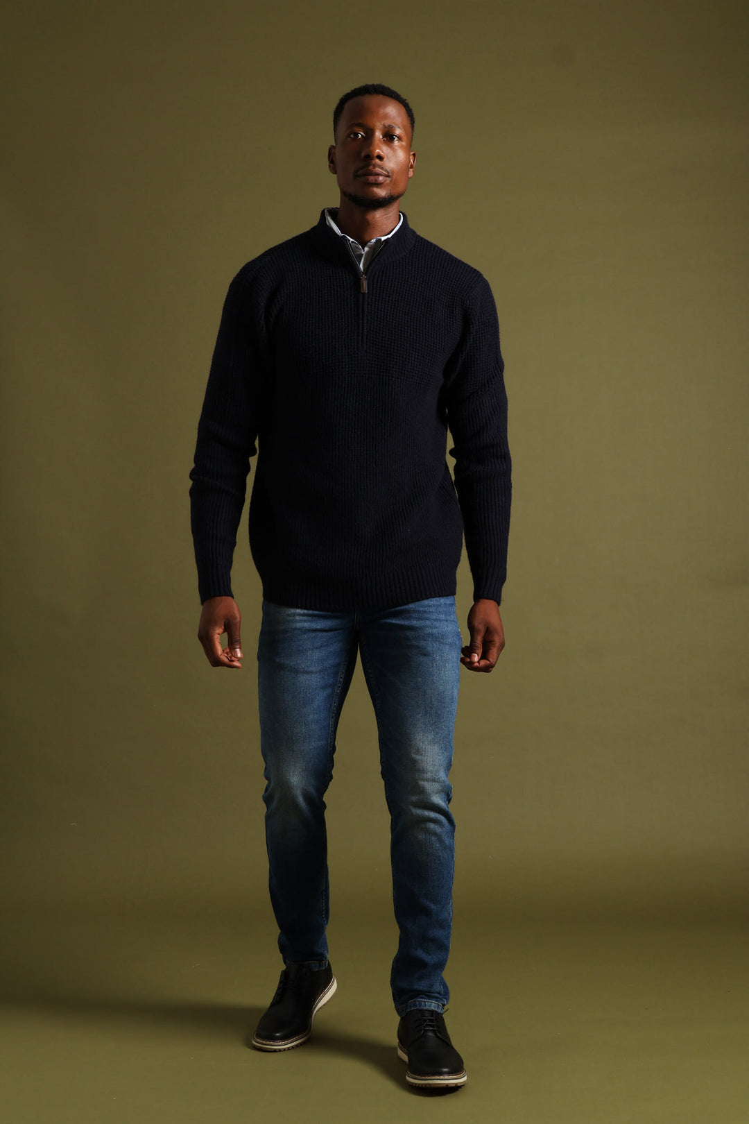 Plain 1/4 Zip Knitwear - Navy