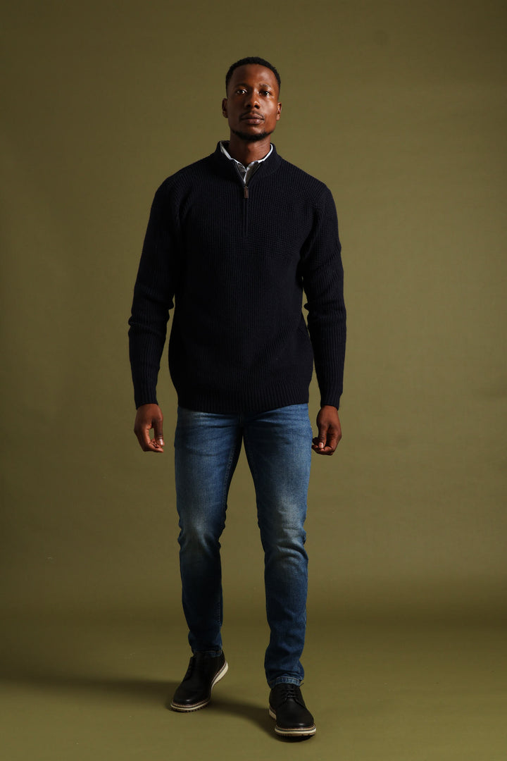 Plain 1/4 Zip Knitwear - Navy
