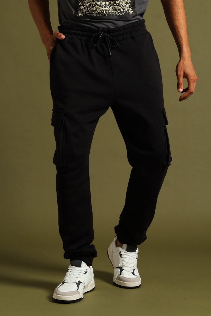 Cargo Fleece Jogger - Black