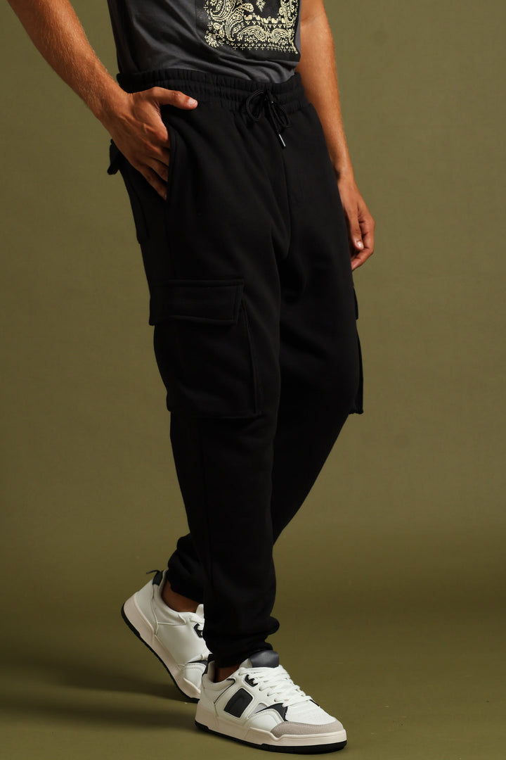 Cargo Fleece Jogger - Black