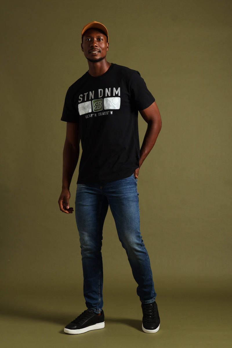 Topographic Block Print Tee - Black